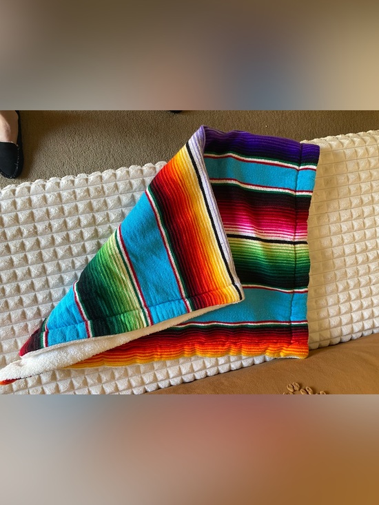 Other - La Vereda Woven Mexican-Style Blanket - Turquoise Multi